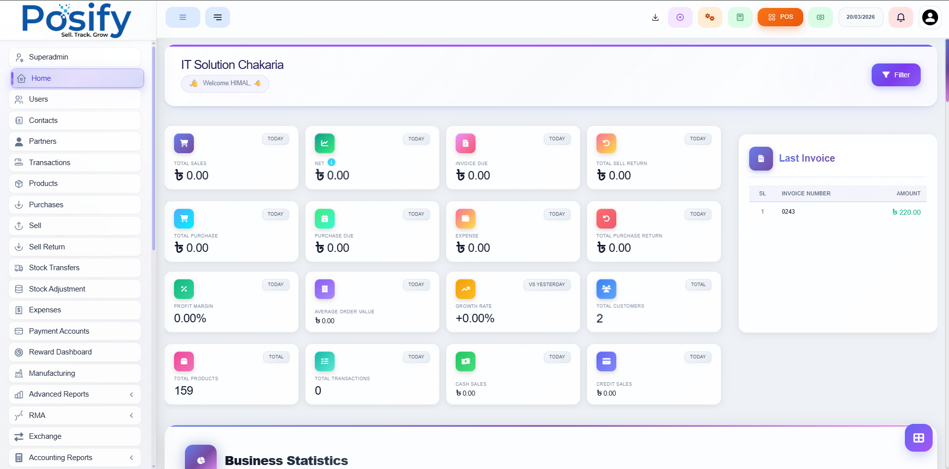PosifyMe Dashboard Platform